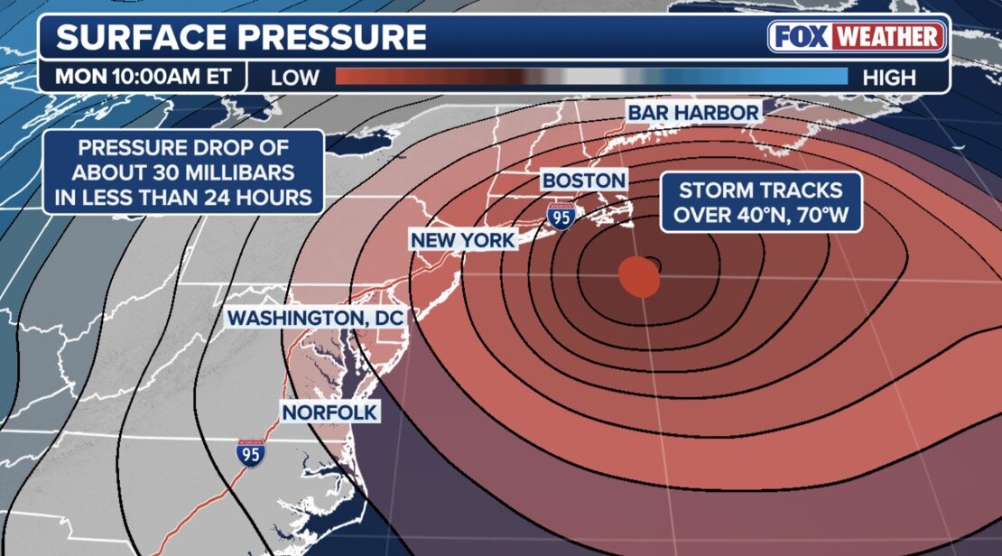 Forecast of the impact of snowstorm on the morning of February 23. Photo: Fox Weather