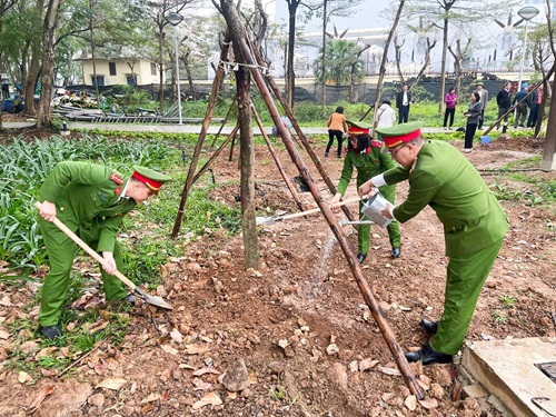 Responding to Tet tree planting, Hanoi Police set a target of 1.72 million trees. Photo: CAHN