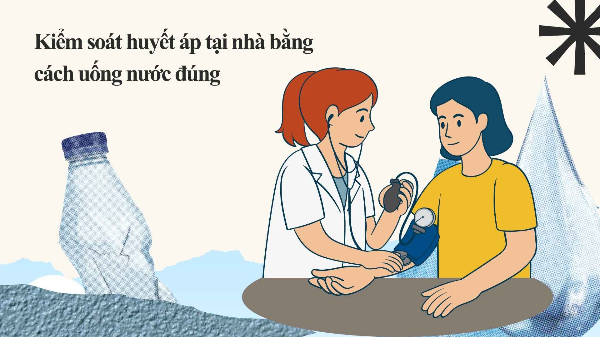Drinking water properly helps control blood pressure effectively at home. Graphic photo: Huong Son