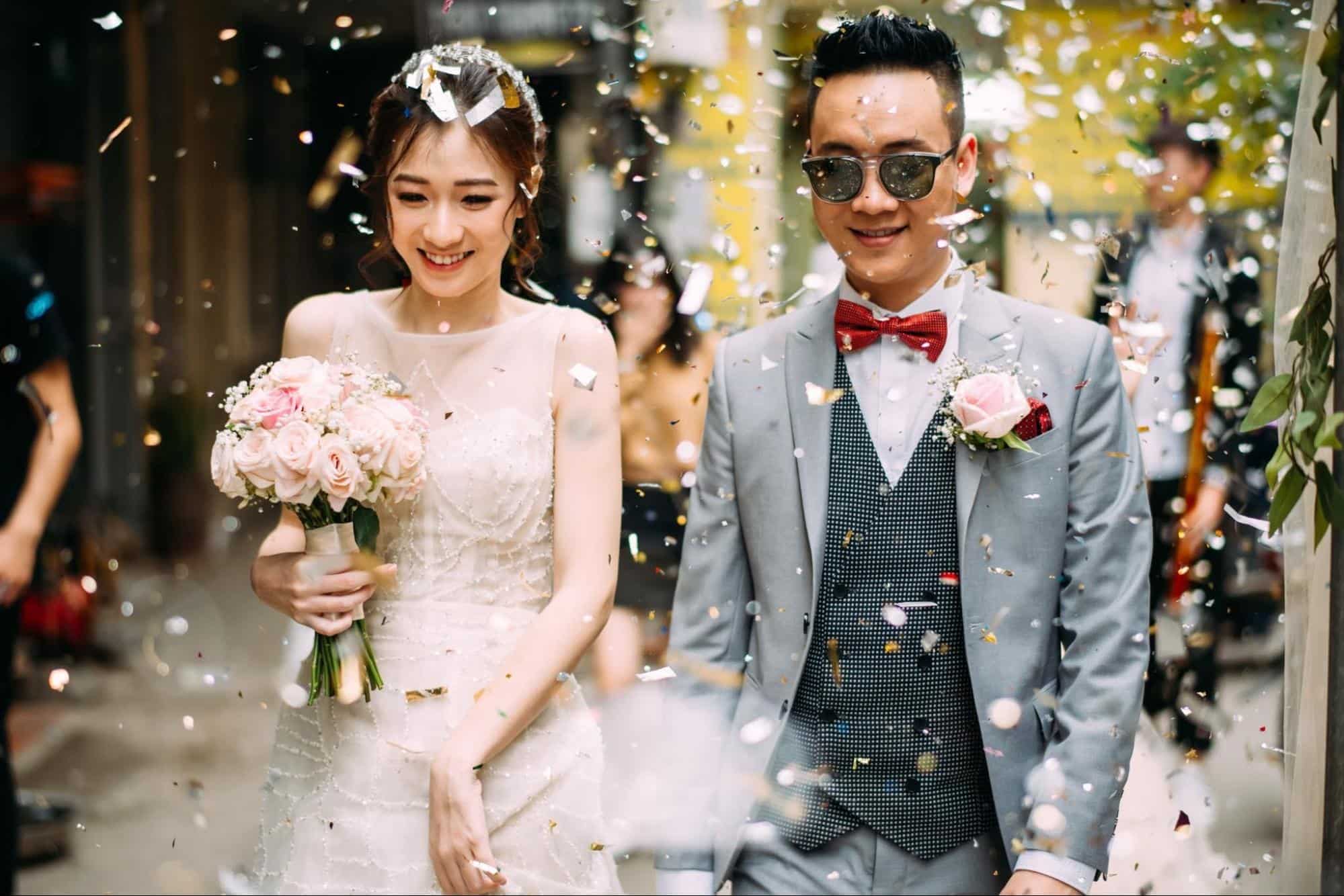 JustaTee và bà xã Trâm Anh. Ảnh NVCC