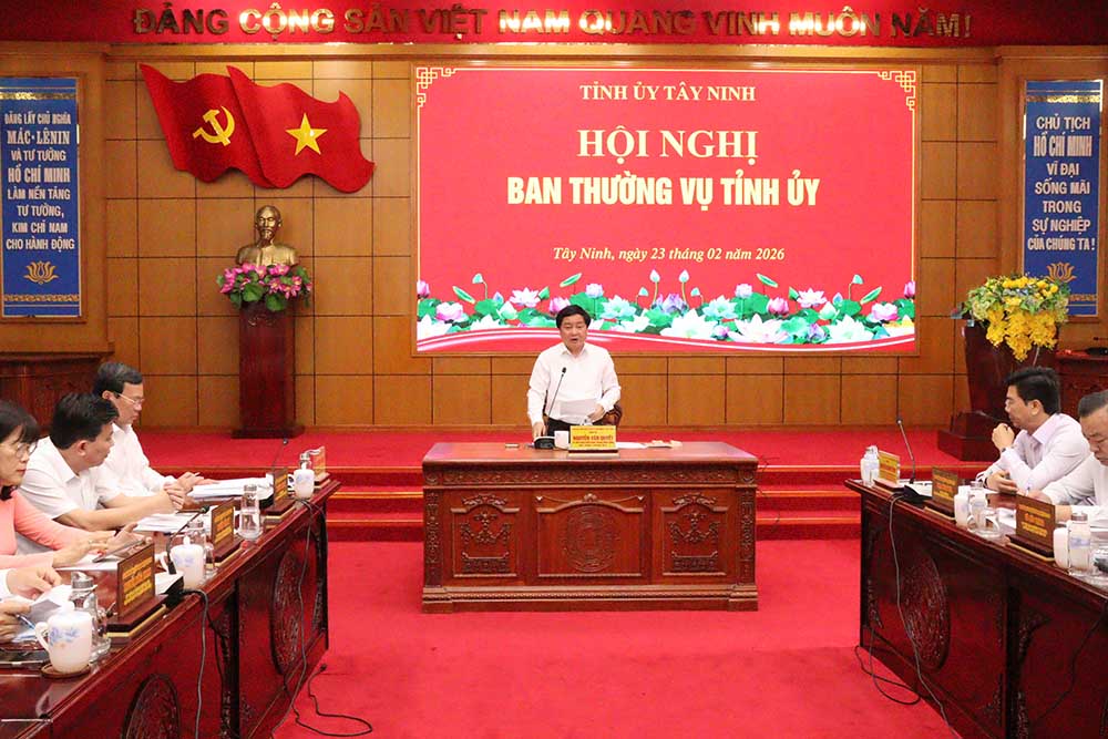 Tay Ninh Provincial Party Committee Standing Committee Conference takes place today (February 23). Photo: Anh Huy