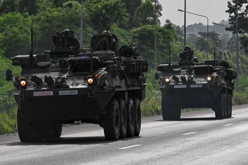 Thai army armored vehicles in Chachoengsao province on July 24, 2025. Photo: AFP