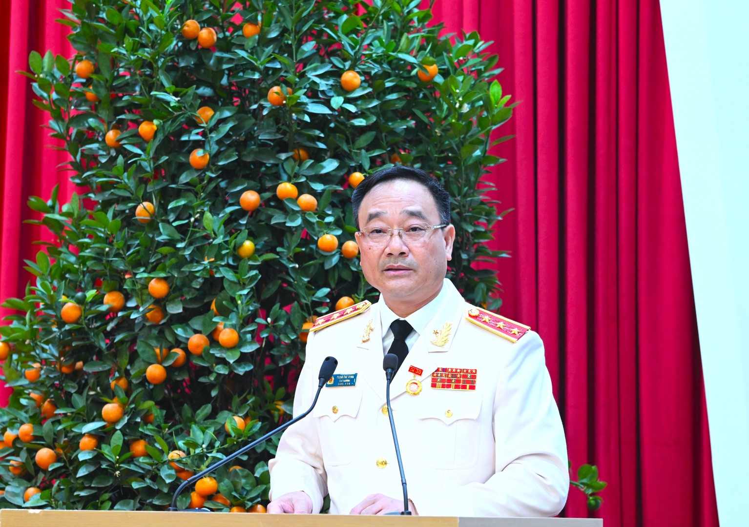 Thứ trưởng Bộ Công an Phạm Thế Tùng phát biểu tại buổi Lễ. Ảnh: Bộ Công an 