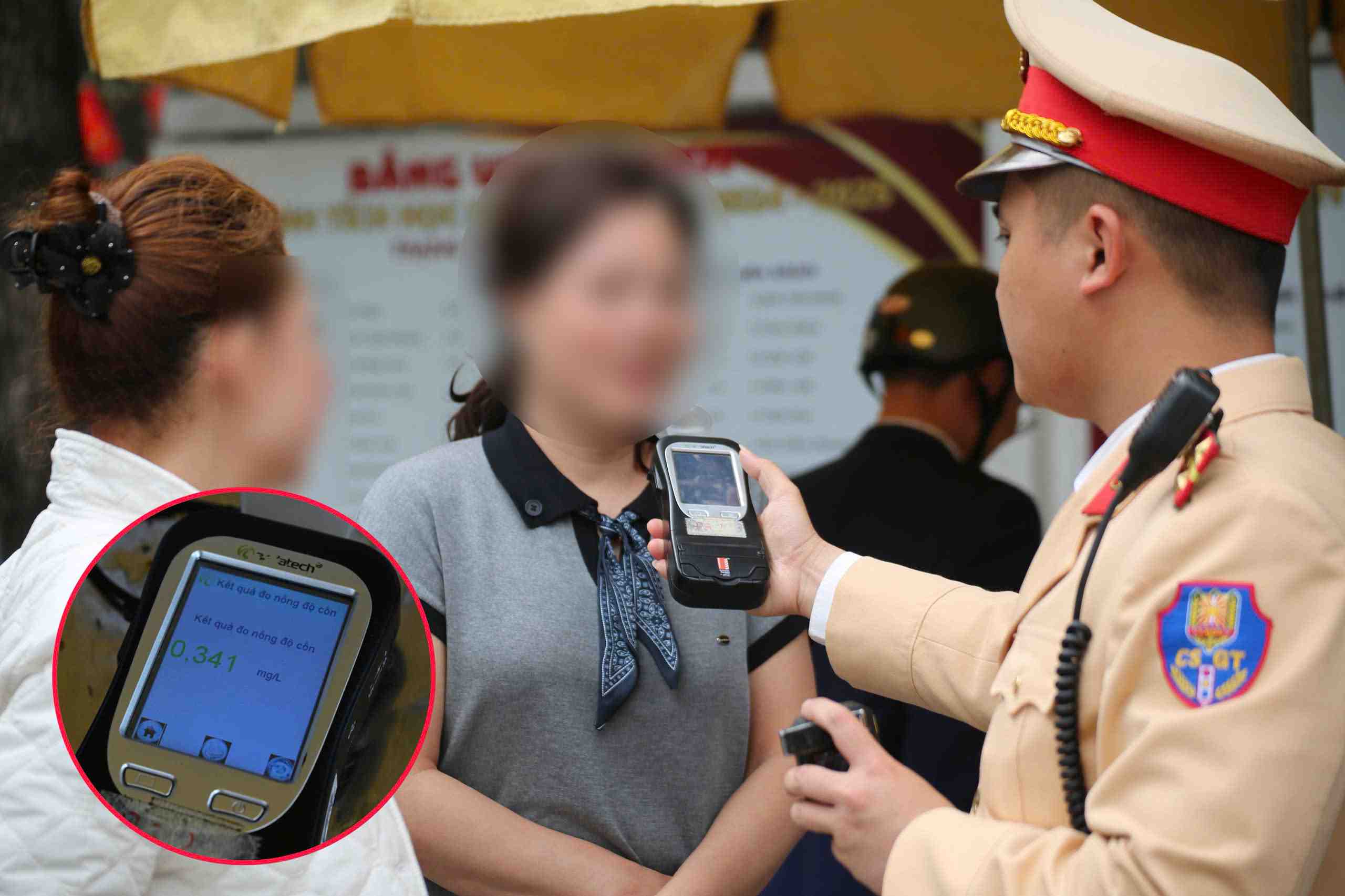 Nữ tài xế vi phạm nồng độ cồn ở mức cao. Ảnh: Thái Hưng