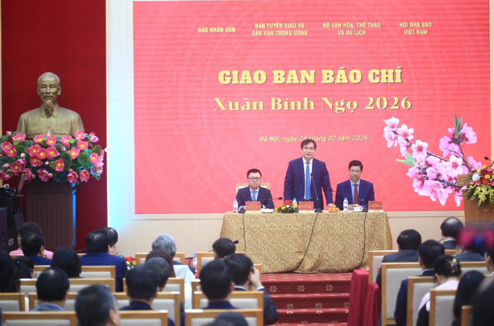Toàn cảnh Hội nghị giao ban báo chí Xuân Bính Ngọ 2026, ngày 24.2. Ảnh: Trần Vương