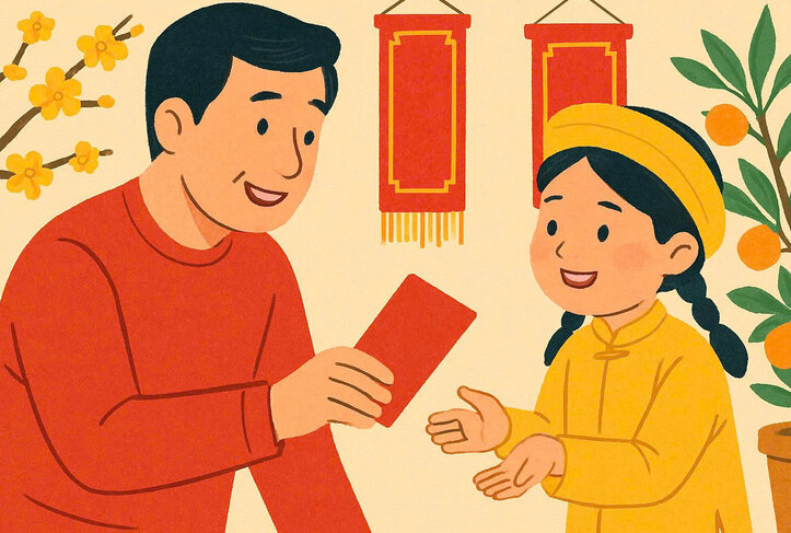 Lucky money is not just money: How adults give children the first lesson in finance. Graphics: Huong Giang