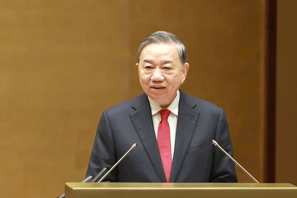 General Secretary To Lam emphasized the requirement that the state economy must become a national fulcrum in the new era. Photo: Hai Nguyen