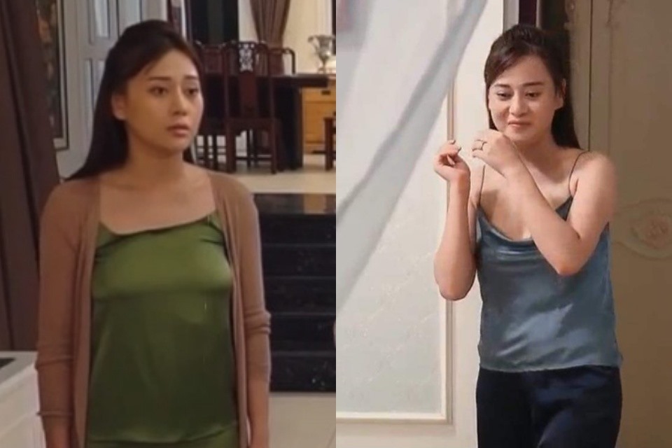 Phương Oanh bị chê diện đồ “kém sang” khi đóng vai dâu hào môn. Ảnh cắt từ phim.
