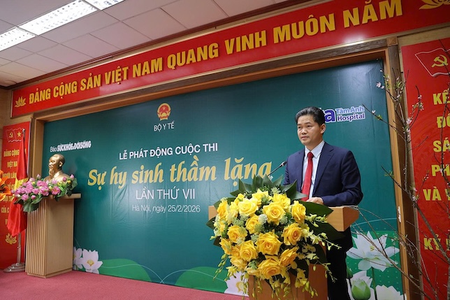 Deputy Minister of Health Vu Manh Ha speaks at the launching ceremony. Photo: Ministry of Health