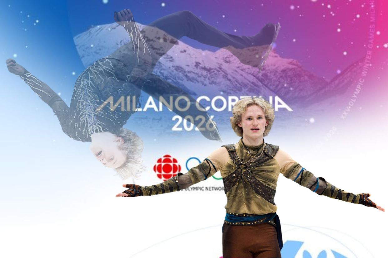 Ilia Malinin recreates a backflip dance at a Winter Olympics. Graphics: Le Vinh