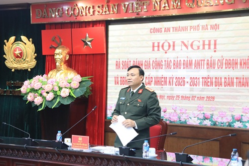 Công an Hà Nội rà soát công tác bảo đảm an ninh, trật tự phục vụ bầu cử Quốc hội khóa XVI. Ảnh: CAHN