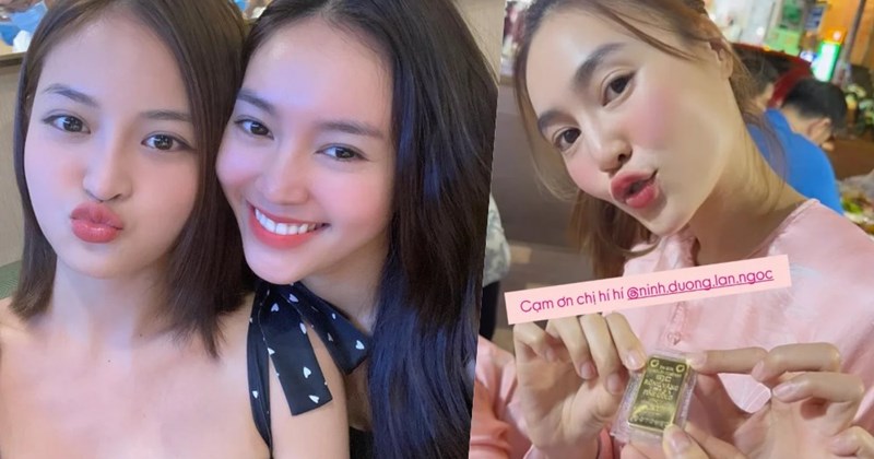 Ninh Dương Lan Ngọc tặng vàng cho dàn diễn viên trong ngày vía Thần Tài
