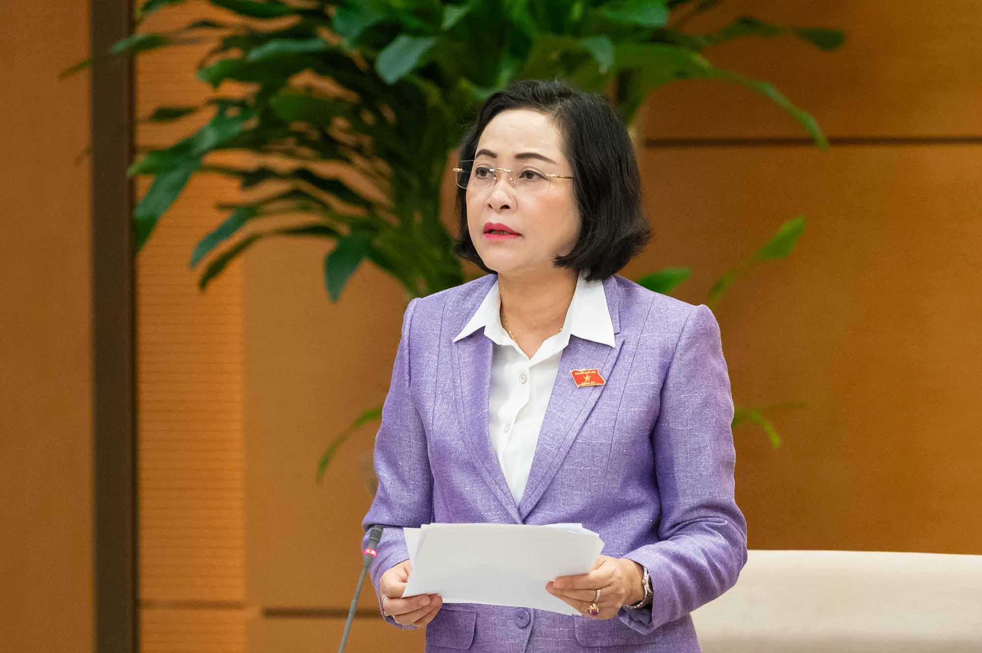 Phó Chủ tịch Quốc hội, Ủy viên Hội đồng Bầu cử Quốc gia Nguyễn Thị Thanh phát biểu khai mạc Hội nghị. Ảnh: Phạm Thắng.