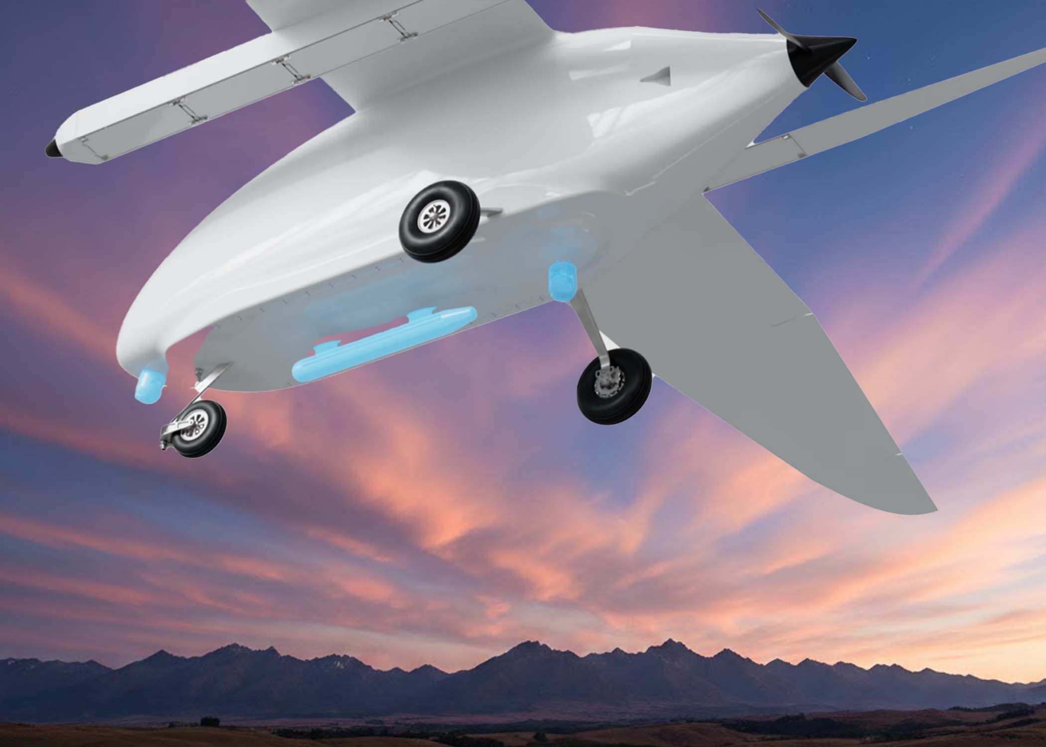 Simulation model of Pyka's DropShip cargo drone. Graphics: Cat Tien