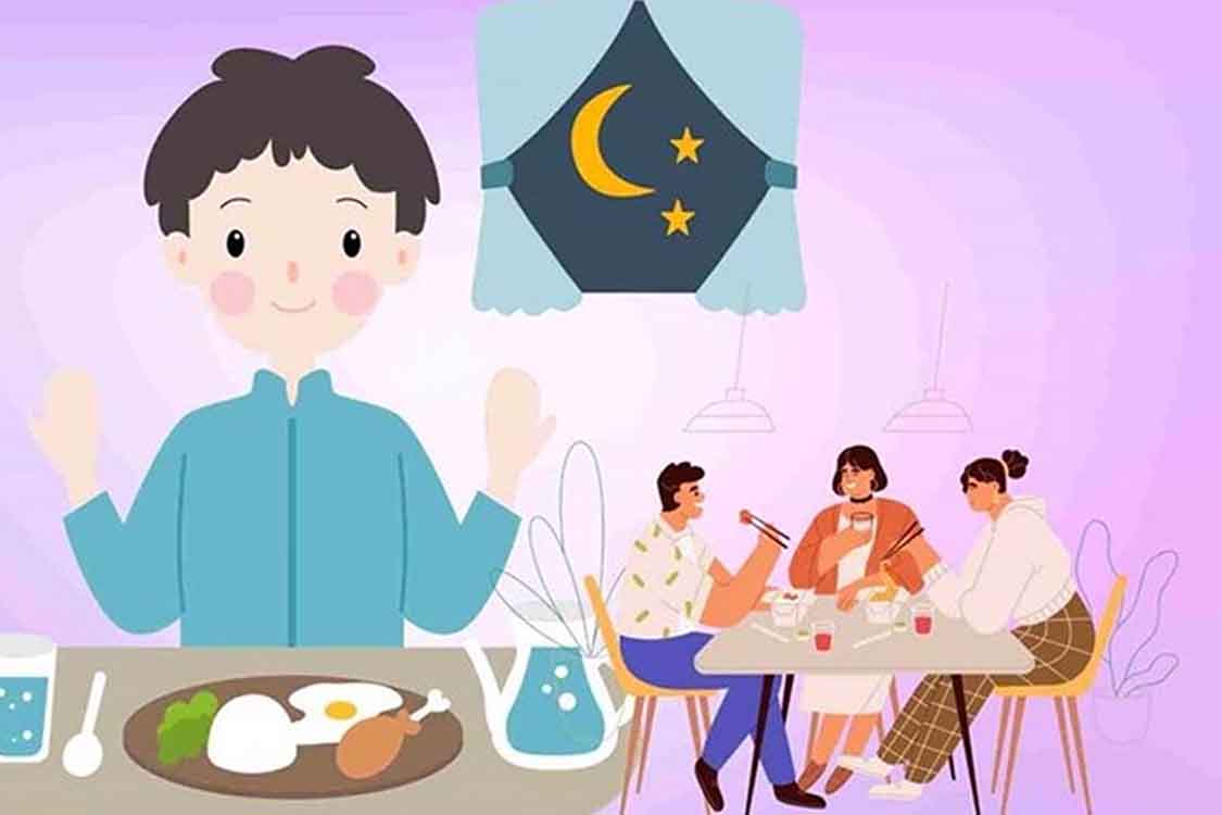 Eating dinner close to bedtime and the effects on digestion and sleep. Graphics: Thien Nhan