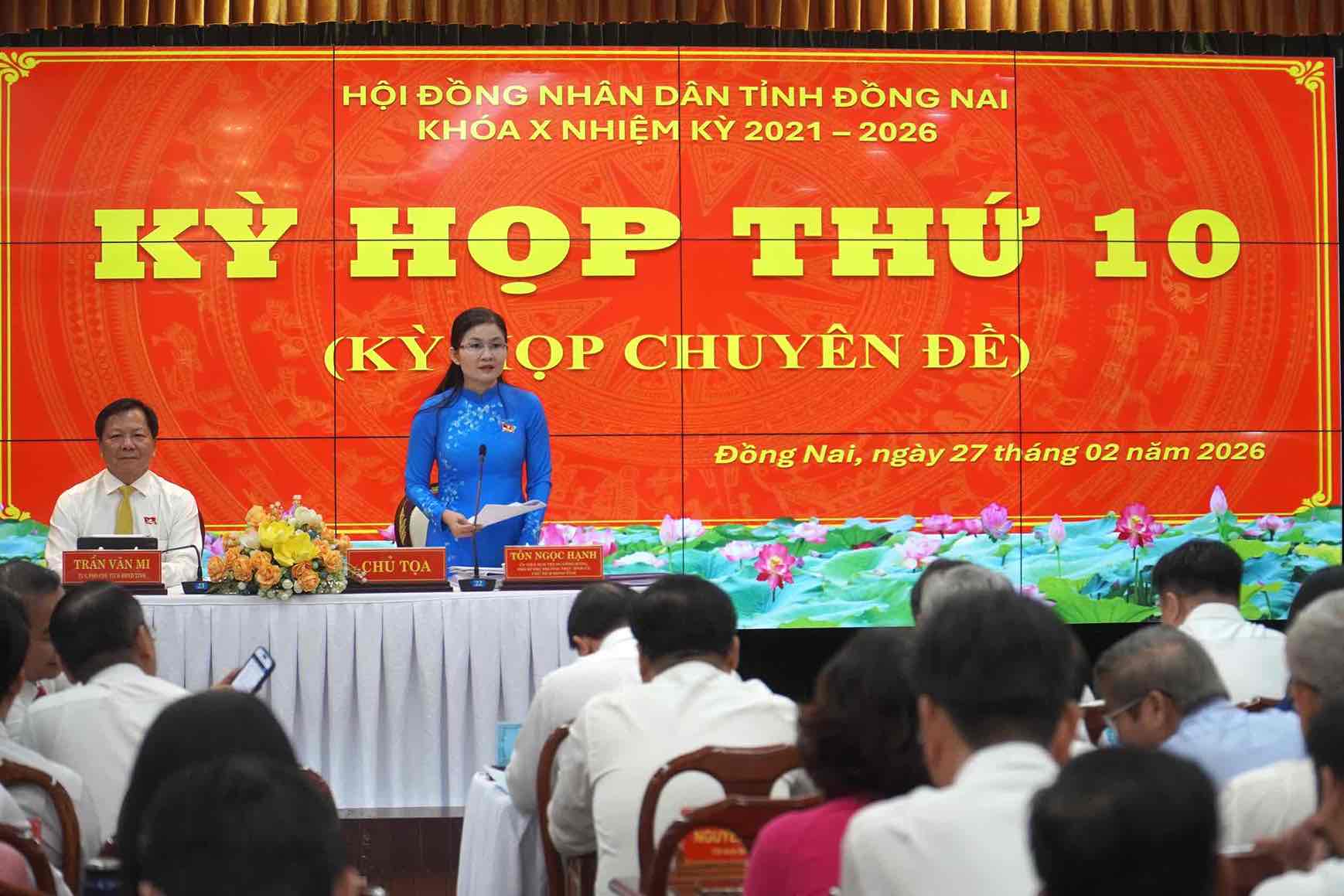 Hội đồng nhân dân tỉnh Đồng Nai khóa X nhiệm kỳ 2021-2026 đã tổ chức kỳ họp thứ 10 (kỳ họp chuyên đề). Ảnh: HAC