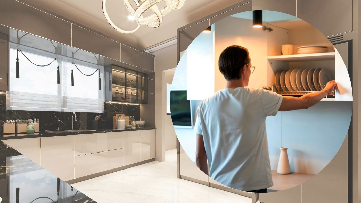 Adding a cabinet system is one of the designs that helps the kitchen become neater and more spacious. Graphics: Thanh Thanh