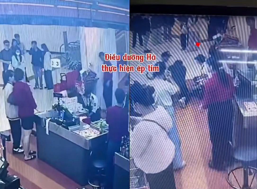 Bach Mai nurse saves a man with cardiac arrest. Photo cut from clip