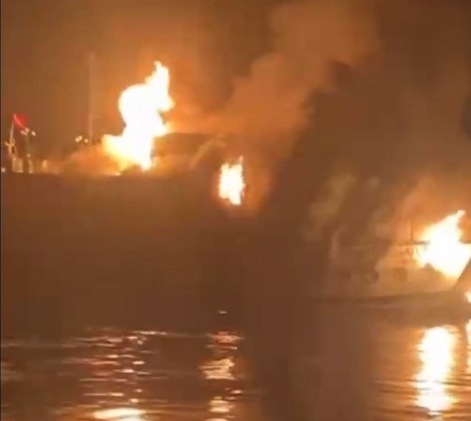 Scene of the tourist boat fire. Photo: Dieu Hoang