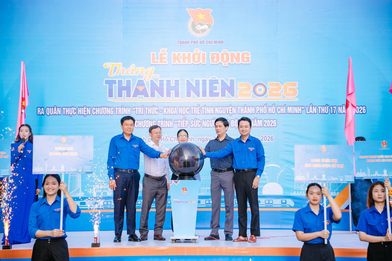 Ngày 28.2, Thành Đoàn TPHCM tổ chức lễ khởi động Tháng Thanh niên năm 2026. Ảnh: Thành Đoàn TPHCM cung cấp