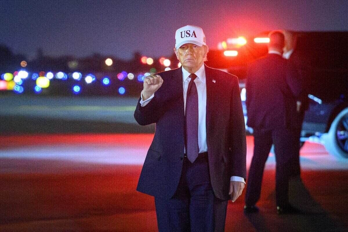 Mr. Trump at Palm Beach International Airport in West Palm Beach, Florida. Photo: AFP