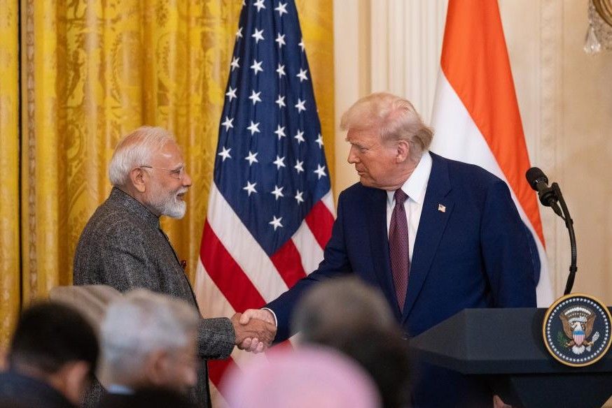 US President Donald Trump (right) and Indian Prime Minister Narendra Modi attend a joint press conference at the White House on February 13, 2025. Photo: Xinhua