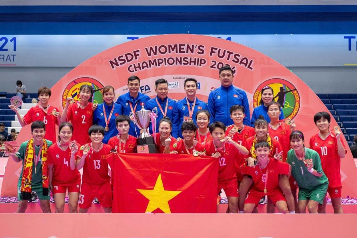 Vietnam women's futsal team wins Southeast Asian Championship 2024. Photo: VFF
