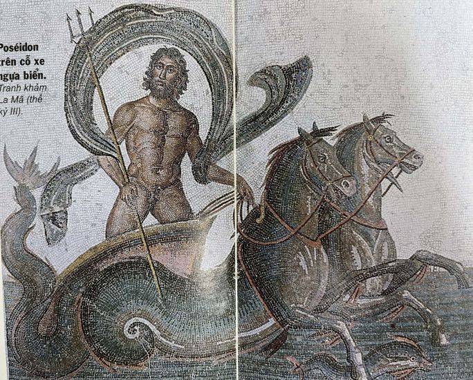 Ngựa là biểu tượng đặc biệt trong huyền thoại Hy Lạp. Vua Agamemnon chuẩn bị dẫn quân chiếm thành Troie (Troy) - trên chiếc bình cổ Hy Lạp.