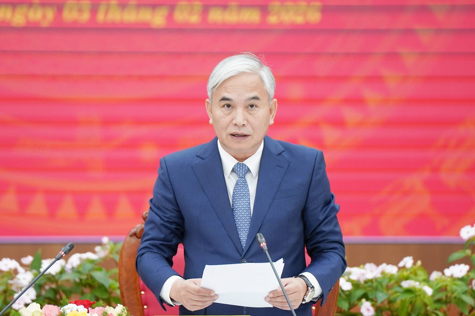 Tổng Giám đốc TKV Vũ Anh Tuấn phát biểu cam kết tại lễ nhận quyết định. Ảnh: Nguyễn Lương 