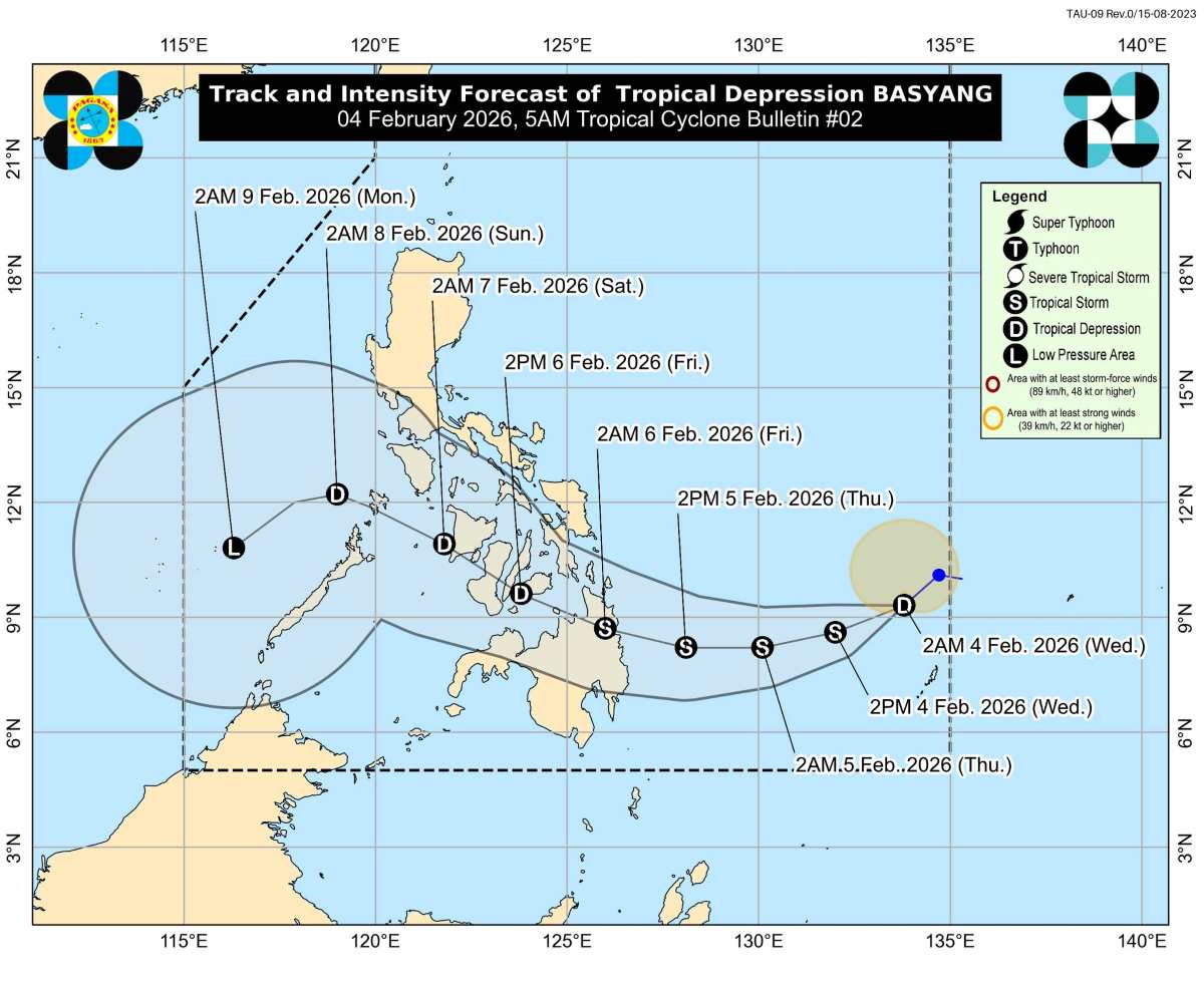 Forecast of the path of the Basyang tropical depression. Photo: PAGASA