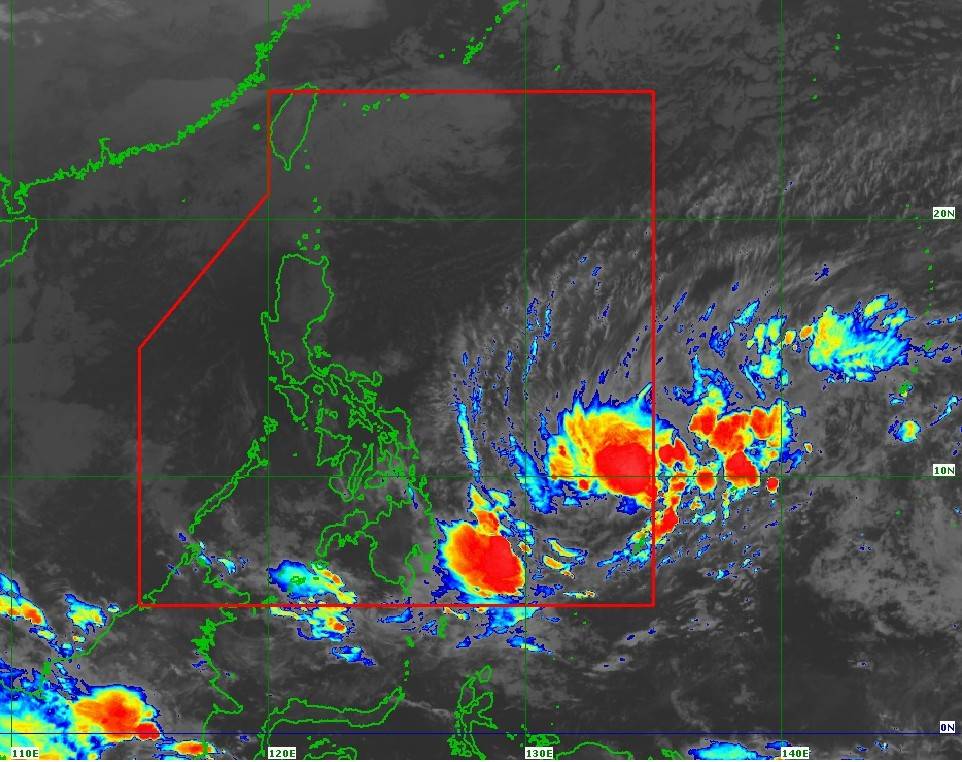 Vị trí tâm áp thấp nhiệt đới lúc 4h40 sáng 4.2. Ảnh: PAGASA