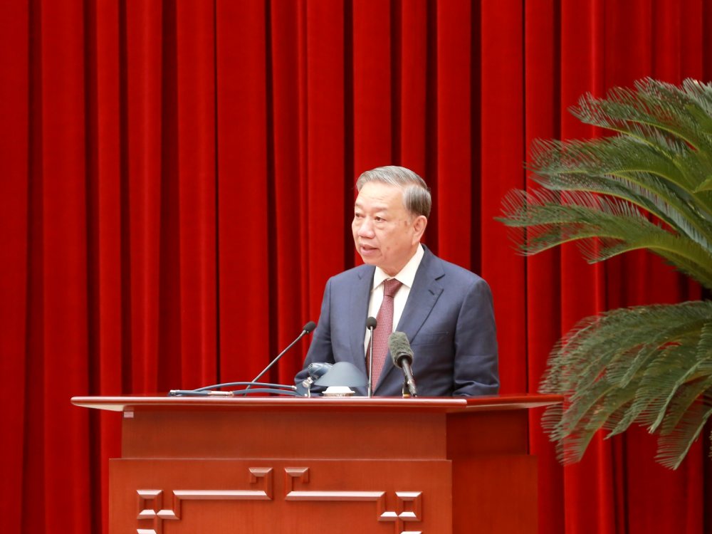 Tổng Bí thư Tô Lâm phát biểu tại buổi gặp mặt. Ảnh: Hiền Hòa