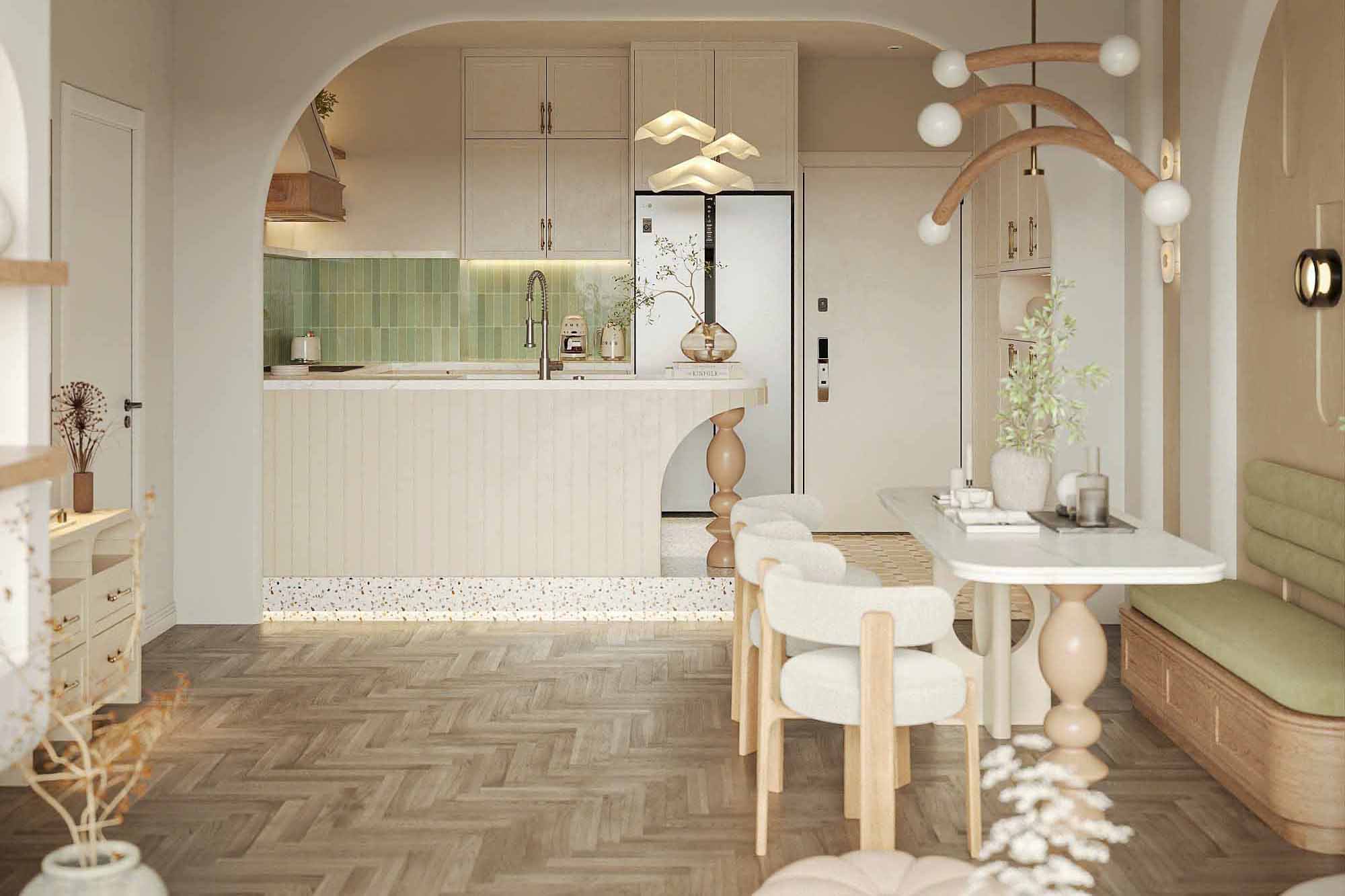 Mỗi đường cong, mỗi mảng sáng đều được đặt để vừa vặn, để khi bước vào, người ta cảm nhận được sự an yên và chỉn chu đến từng chi tiết.