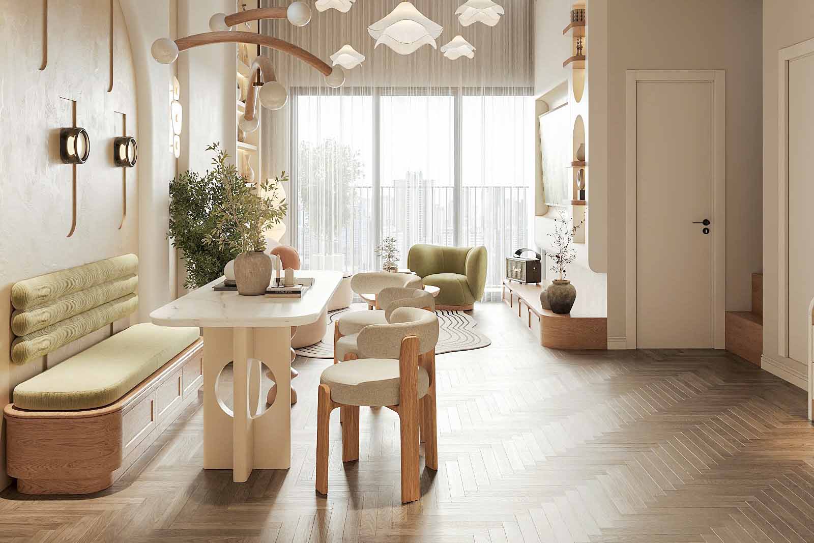 Căn hộ 75m2 tại chung cư Park Hill Times City (Hà Nội) được thiết kế theo phong cách hiện đại, không gian ngập tràn ánh sáng tự nhiên.