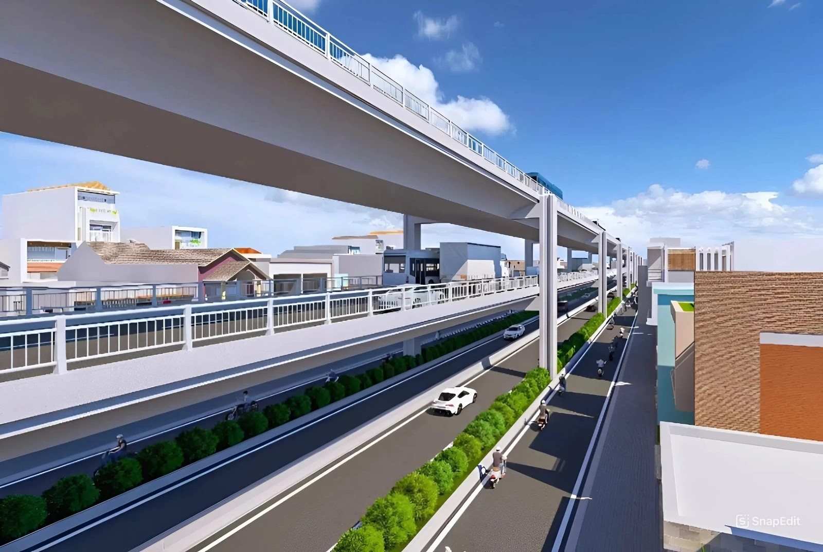 Phối cảnh đường dẫn hai tầng cầu Phú Mỹ 2.  Ảnh: Tư vấn thiết kế