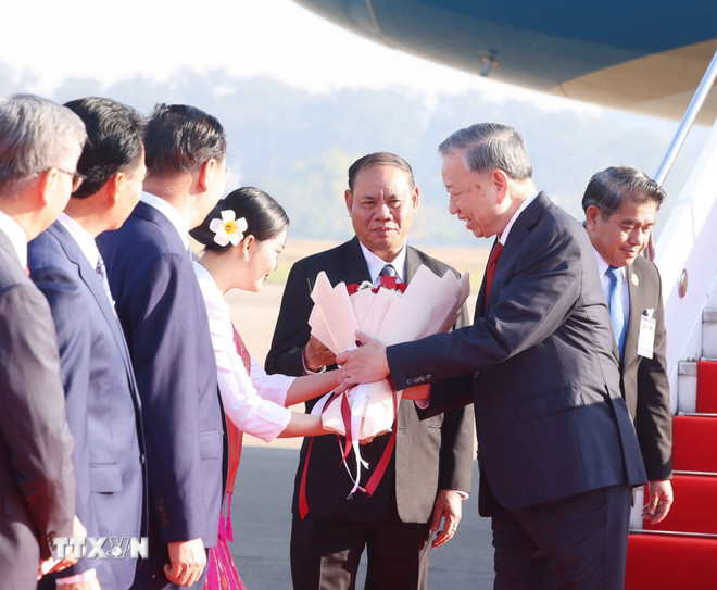 Lễ đón Tổng Bí thư Tô Lâm tại sân bay. Ảnh: TTXVN