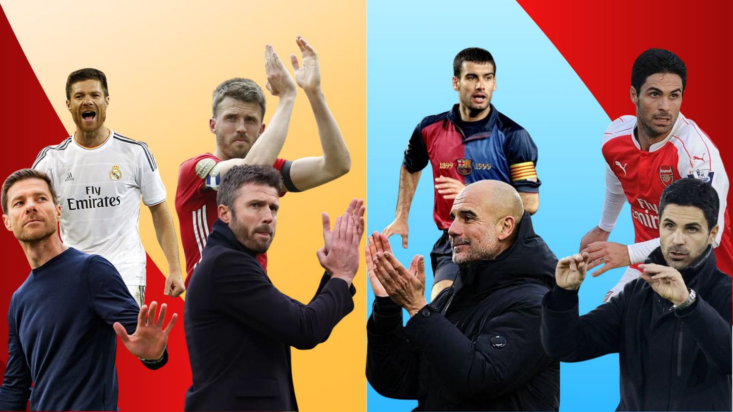 Before becoming good coaches, Xabi Alonso, Michael Carrick, Pep Guardiola, Mikel Arteta were all midfielders with slow playing styles. Graphics: Le Vinh