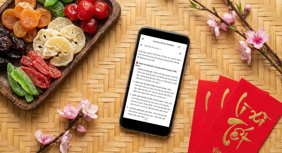 Những câu chúc, tấm thiệp do AI tạo ra đang dần thay thế những tin nhắn mẫu hồn trong dịp Tết 2026. Ảnh: TUẤN ANH