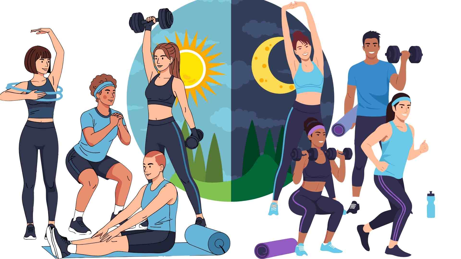 Morning and evening exercises have different benefits for health. Graphics: Ha May