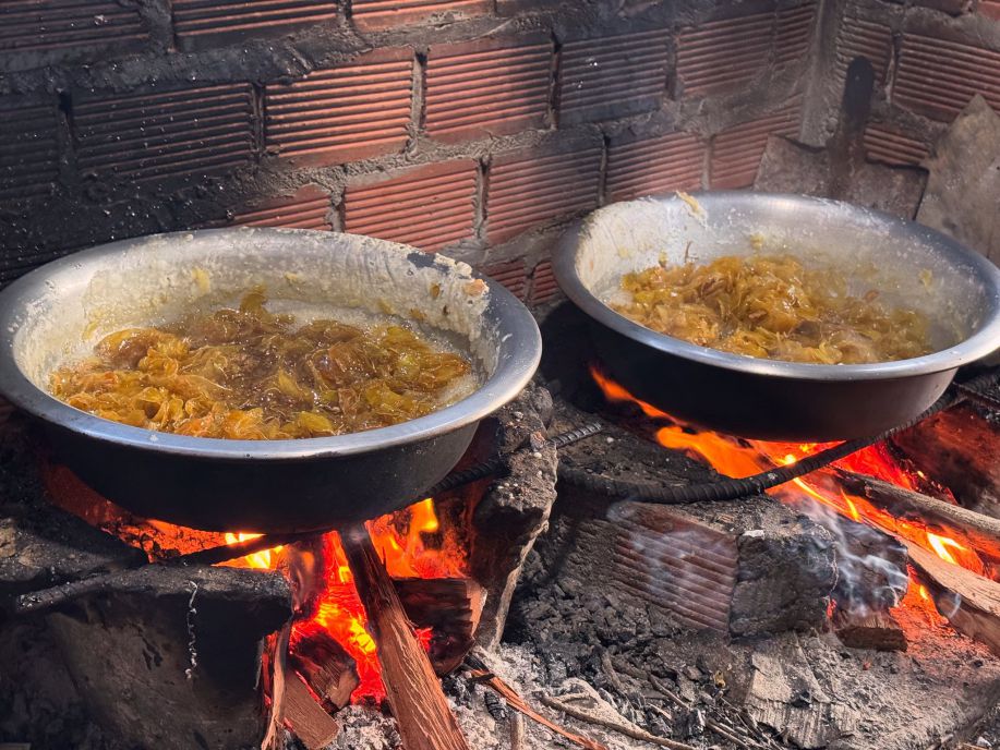 A batch of sweet Hue ginger jam on a wood stove. Photo: Dieu Xuan