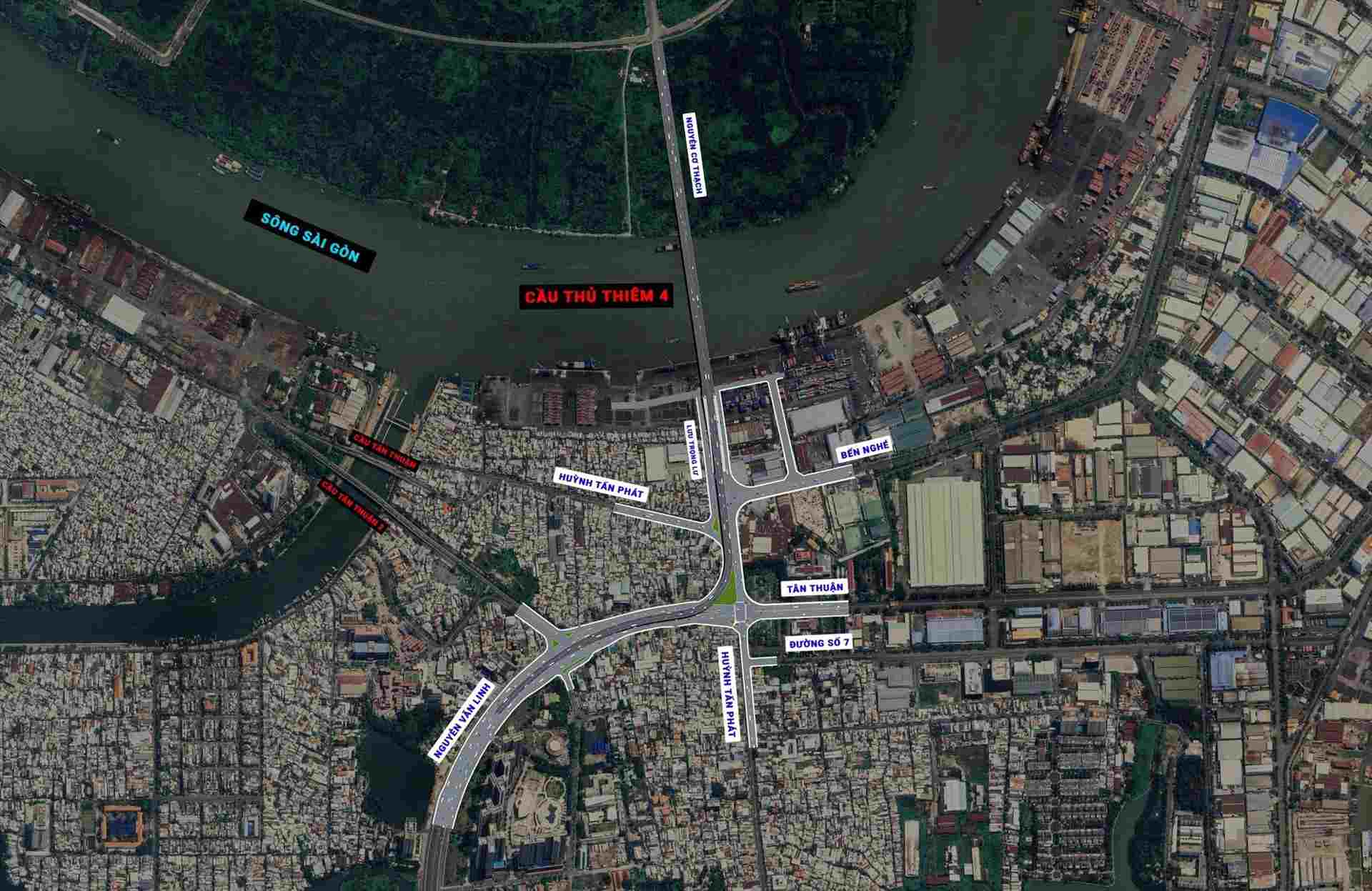 Phương án xây cầu Thủ Thiêm 4. Ảnh: Sở Xây dựng TPHCM