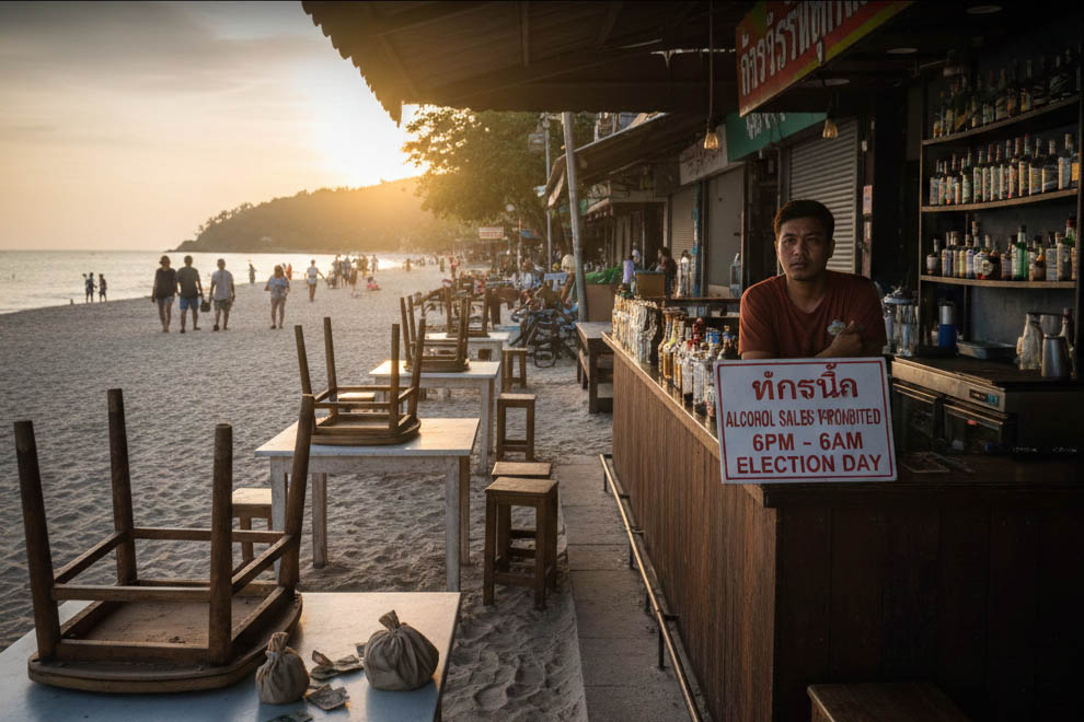 The Thai government has implemented a ban on alcohol and beer on election days January 31st and February 7th in this country. Photo: AI