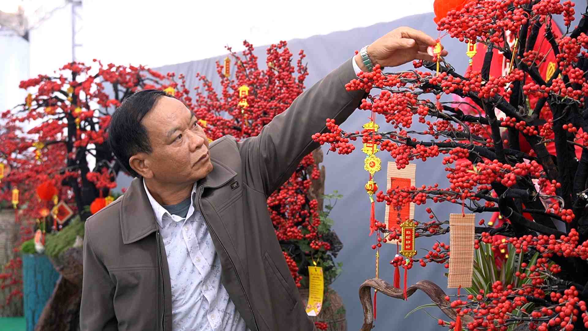 Red winter peach blossoms priced at hundreds of millions of VND attract customers near Tet.
