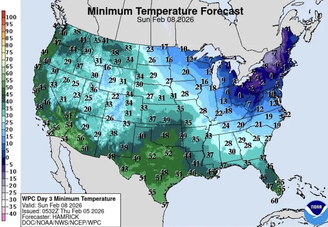Cold air causing the deepest cold this winter is expected to affect from the end of this week. Photo: NOAA