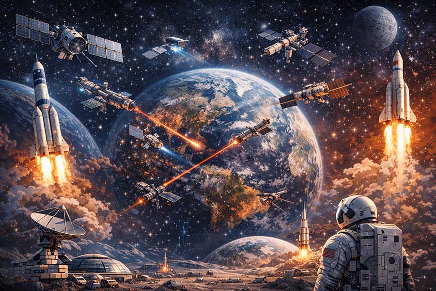 The US and Chinese governments are racing to protect assets in orbit - a factor that is increasingly playing a key role in modern deterrence. Photo: AI