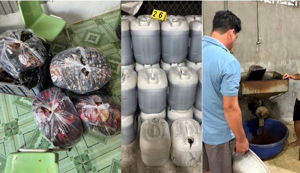 Công an tỉnh An Giang bắt quả tang cơ sở sản xuất, buôn bán hàng giả là lương thực, thực phẩm (cà phê bột đóng gói). Ảnh: CACC