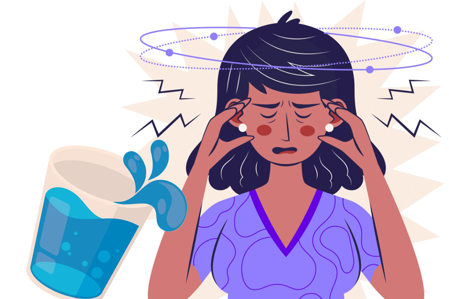 Recurrent headaches may originate from not drinking enough water. Graphics: Thien Nhan
