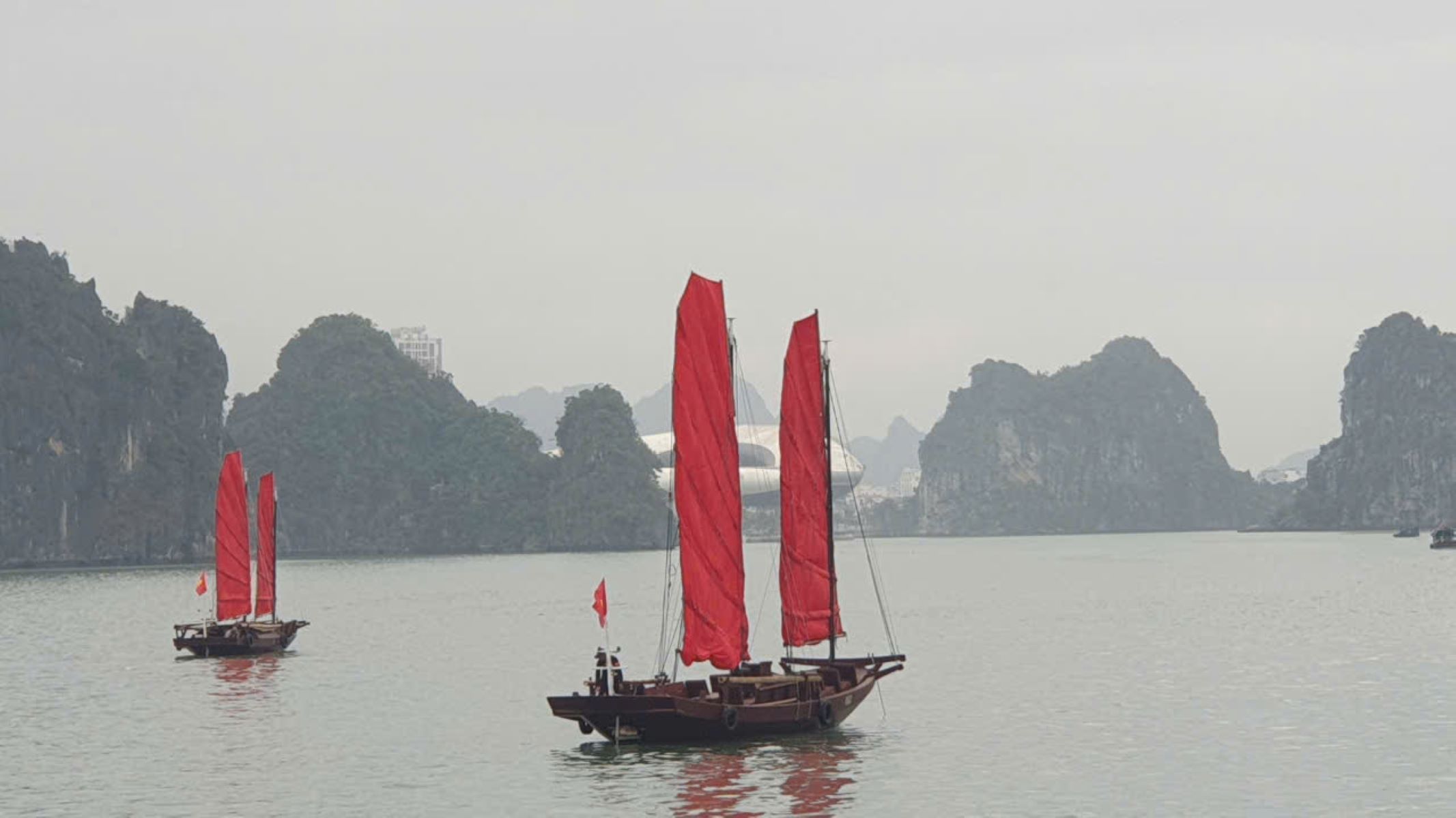 Ngắm thuyền buồm chạy ngược gió trên vịnh Hạ Long