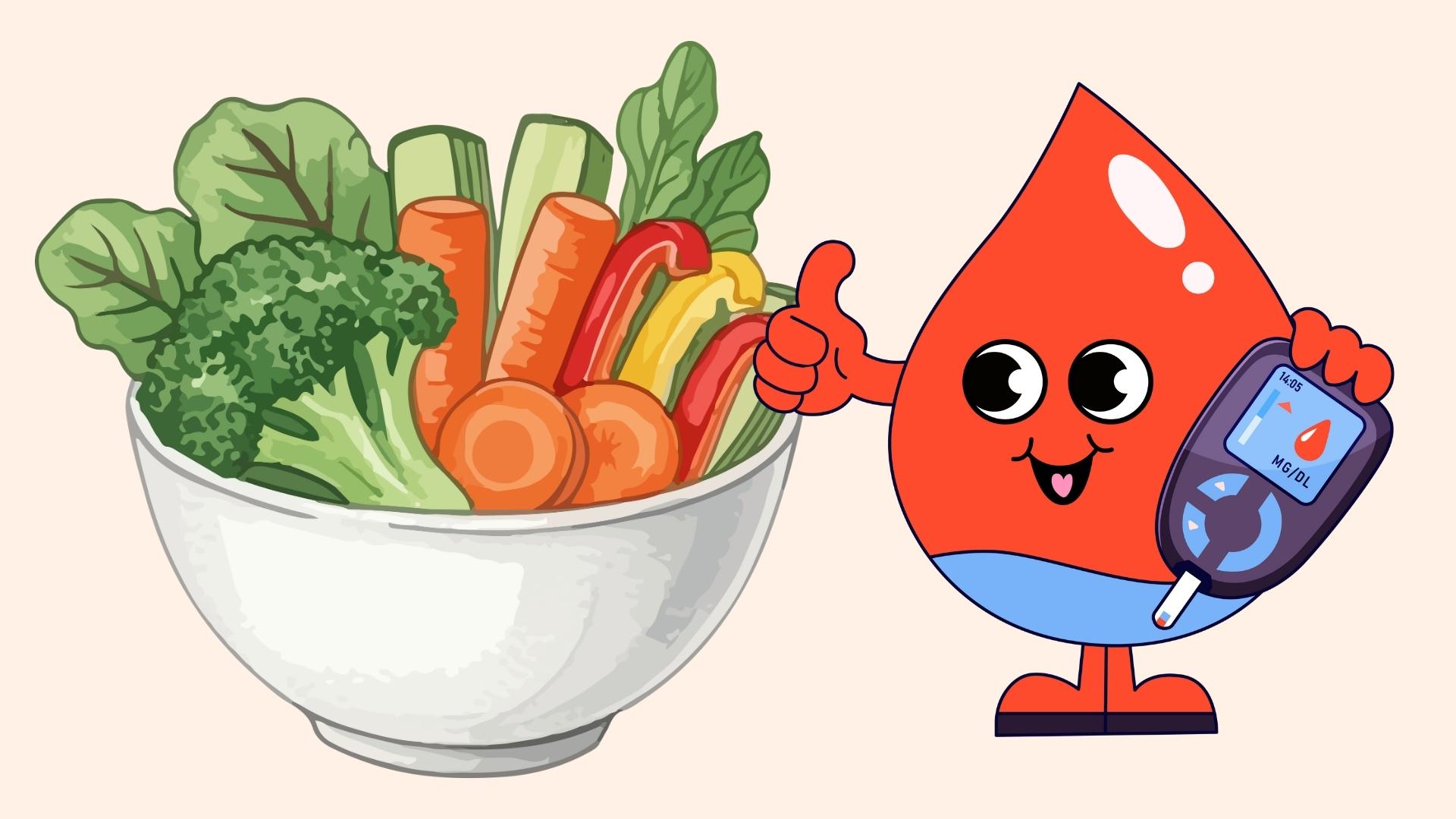 Lower blood sugar with low-starch foods. Graphics: Linh Dan