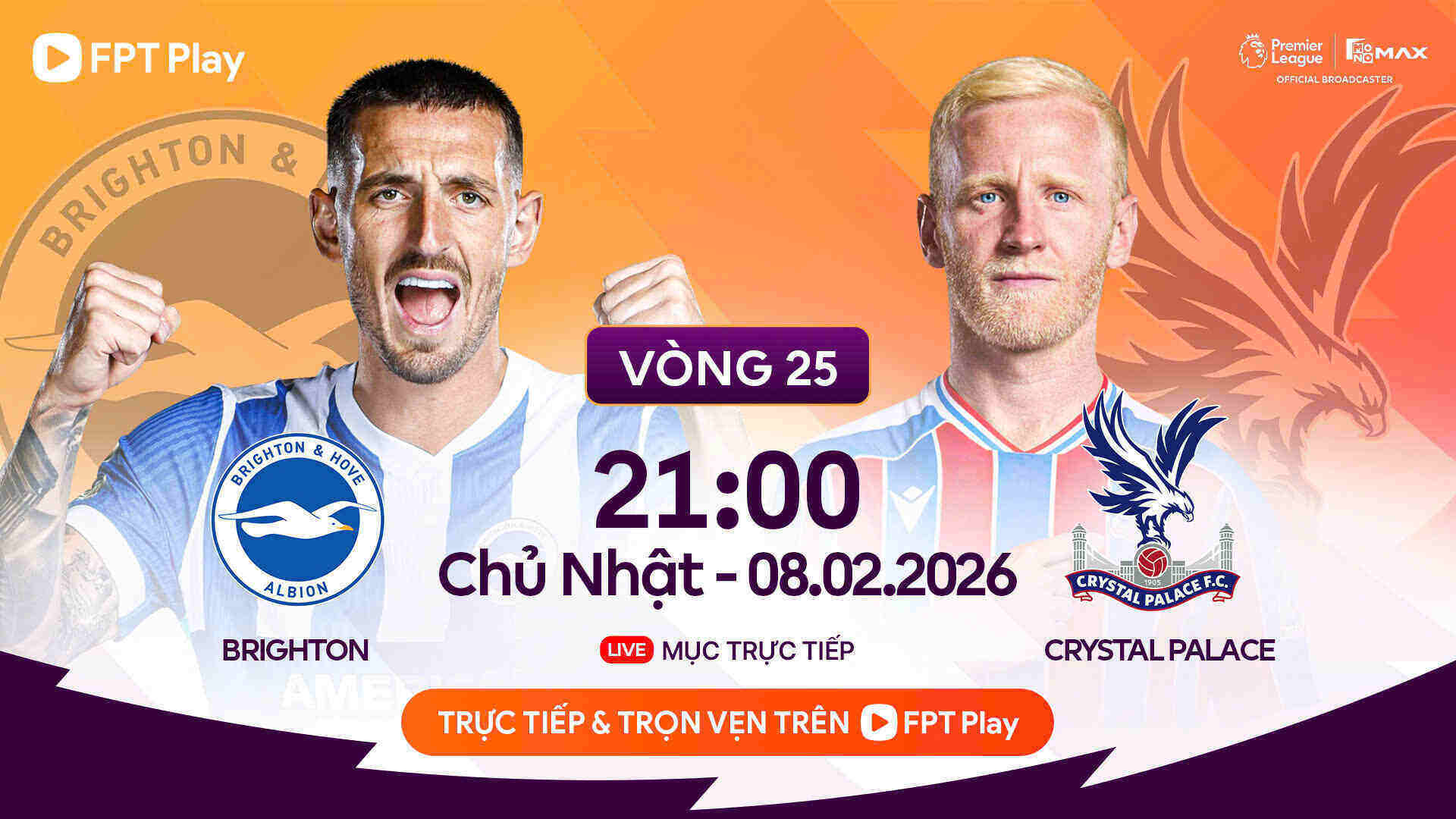 Brighton - Crystal Palace football prediction in the Premier League. Photo: FPT Play